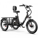 Onesport OT30 Pro 20 colių elektrinis dviratis, 500W variklis, sulankstomas elektrinis krovininis dviratis, 7 pavarų pavarų dėžė, dvigubi diskiniai stabdžiai, 48V 18AH baterija, maksimali apkrova 180 kg juoda