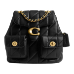 Coach Tabby 22 Metalinis logotipas Dygsniuota avikailio kuprinė Maža moteri&scaron;ka kuprinė Juoda CU076-B4BK Gift Box Sets (Basic Set+Black Box)