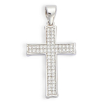 Les Tr&eacute;sors De Lily [L4646] - Pendentif Argent 'Croix' Blanc argent&eacute; (rhodi&eacute;) - 30x15 mm