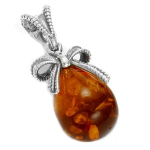 Les Tr&eacute;sors De Lily [Q6783] - Pendentif Argent 'Inspiration' Ambre cognac (rhodi&eacute;) - 16x10 mm