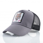 Vyrų beisbolo kepuraitė, moteri&scaron;ka, nauja &bdquo;Trucker&ldquo; kepuraitė su &bdquo;Tiger Patch Snapback&ldquo; hiphopo beisbolo kepuraitėmis pilka