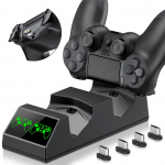 Įkrovimo stotelė, skirta PS4 valdikliui su 4 mikro USB raktais, dvigubo greito valdiklio įkrovikliu, skirtu Playstation 4 / PS4 Slim / PS4 Pro