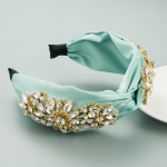 Women's hair band retro simple twist Bohemian style fabric heavy work glass personality Headwear