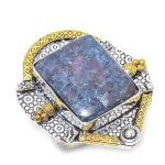 RubyFuchsite Gemstone Handmade 925 Sterling Silver Two Tone Ring Size 8 z1z12