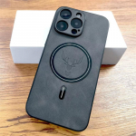 Prabangus PU odinis elnio dėklas, skirtas iPhone 15 14 13 12 11 Pro Max 15Pro 14Pro 13Pro ProMax, skirtas Magsafe belaidžiam įkrovimui. iPhone 15 Pro Max juoda