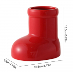 Red ceramic boot vase Christmas boot vase Christmas floral decoration for home holiday party tabletop decoration raudona