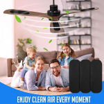 250 * 90 * 50 mm lubų ventiliatoriaus peilių filtrai, lubų ventiliatoriaus valiklio aktyvuotos anglies filtrai ventiliatoriui, lengvai priklijuojami lubų ventiliatoriaus dujų filtrai One Size juoda