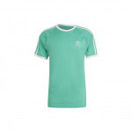 Adidas Dryžuotas Logotipo Spaudinys Apvalia Kaklo Mar&scaron;kinėliai Vyri&scaron;ki Vir&scaron;utiniai Drabužiai Žali HE9549 XS