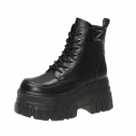 Madingi 2024 m. Pavasario Rudens Briti&scaron;ko Stiliaus Retro Juodi Ankle Boots Moterims Nauji Platforminiai Stori Kulniukai Trumpi Batai Auk&scaron;takulniai Moteri&scaron;ki Batai 34