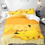 Pok&eacute;mon Anime antklodės užvalkalų komplektas Comforte Spausdintas Animacinis Dvigulės lovos patalynės komplektai Kalėdinės dovanos 3 dalių EU Single(135*200cm)3pcs
