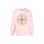 Stone Island Ss23 Vienspalvis Priekinis Ra&scaron;tas Siuvinėtas Džemperis Vyri&scaron;kas Džemperis Rožinis 781565484-V0080 S