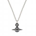 Vivienne Westwood Nana Kolaboracija Rutulio Ra&scaron;to Karoliai Moteri&scaron;ki karoliai Sidabriniai Juodi-Emalio Juodi-Kri&scaron;talo 630203IJ-02P741 Box+Shopping Bag