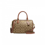 Coach Rowan 25 Klasikinis monogramos užtrauktuku užsegamas drobės ir odos Boston tipo krep&scaron;ys Moteri&scaron;ki rankiniai krep&scaron;iai Ruda CH280-IME74 Gift Box Set (Basic Set+Yellow Box)