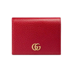 Gucci GG Marmont Auksinis Logotipas Dvigubo Lanko Odinis Kortelių Laikiklis Moteri&scaron;ki Aksesuarai Raudonas 456126-CAO0G-6433 Box(Basic Set+Box)