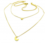 7bis [P8326] - Collier artisanal 'Au Clair de Lune' dor&eacute; - lune 8 mm- &eacute;toile 6 mm