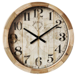 Les Tr&eacute;sors De Lily [A2817] - Horloge Murale bois verre 'Mappemonde' beige - 63 cm