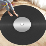Klasikinės muzikos vinilo plok&scaron;telės apvalus kilimėlis, kilimai svetainės kėdėms dekoruoti, vaiki&scaron;kas &scaron;liaužiantis mink&scaron;tas neslystantis grindų kilimėlis Diameter 100cm