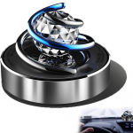 Saulės energija besisukantis automobilio gaiviklis Creative Car aromaterapinis difuzorius su kri&scaron;tolo rutuliniu automobilio salonu sidabras