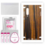 apgo Protective Skin Sticker for the back+sides compatible with Xiaomi Mi 9 SE, Full Wrap Film, Foil, Vinyl - Pattern Tigerwood