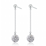 Temperamento sidabruoti auskarai, moteri&scaron;ki modeliai, Shambala Princess Crystal pilni deimantiniai rutuliniai auskarai, auskarai, personalizuoti auskarai.