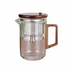 550/750 ml arbatinukas su infuzoriumi medinėmis rankenomis arbatinukas Borosilikatinio stiklo arbatinukas Vandens atskyrimo technologija be la&scaron;ų snapelis Easy Care arbatinukas 550ML