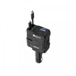 4 viename i&scaron;traukiamas automobilinis įkroviklis C tipo USB Greitas įkrovimas su i&scaron;traukiamu laidu ir 2 USB prievadais suderinamas automobilinio įkroviklio adapteris juoda