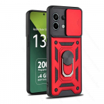 Smūgiams atsparus &bdquo;Armor Slide&ldquo; objektyvo dėklas, skirtas &bdquo;Xiaomi Redmi Note 13 POCO X6 X5 X4 X3 F4 F5 Gt M4 M5 M6Pro&ldquo; magnetinio žiedo laikiklio stovo dangtelis Redmi Note13 5G sidabras