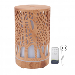 Aromaterapinis drėkintuvas su nuotolinio valdymo pulteliu, medžio imitacijos, eterinių aliejų difuzorius, drėkintuvas su 7 spalvų LED ap&scaron;vietimu EU Plug