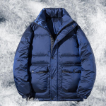 Žieminė stora pūkinė vyri&scaron;ka striukė, laisvalaikio palaida plius dydžio &scaron;ilta balta striukė su apykakle, skirta vyrams 8XL