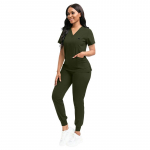 Stretch Scrubs Moterų rinkinys Slaugos uniformos Klinikinių &scaron;veitimų rinkinys Slaugytoja Dulkėms atsparus Darbo Drabužiai Medicininiai &scaron;veitikliai Top+ Jogger Pants L