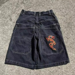 Y2K Baggy Shorts Gothic American Pocket Printing Denim Sporto &scaron;ortai 2000 m. Vintažinė gatvės apranga Hiphopo vyrų moteri&scaron;ki krep&scaron;inio &scaron;ortai M