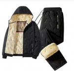 M-8XL Vyri&scaron;kas sportinis kostiumas Grafenas Jaunimo Ėriuko vilna Medvilninė striukė Laisvalaikio Plius Storas Vilnos &Scaron;iltas Žieminis Dviejų dalių rinkinys XL