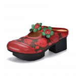 5,5 cm karvės natūralios odos moteri&scaron;ki vasariniai basutės batai tu&scaron;čiaviduriai slip-on guminiais stambiais kulnais etninėmis aplikacijomis &scaron;lepetės loaferiai bateliai 35