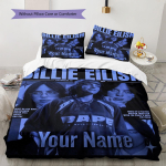 Billie Eilish Individualaus Vardo Ra&scaron;to Patalynė, Antklodės Komplektas Antklodės Užvalkalas Pagalvės Užvalkalas Namų Gimtadienio Dovana(1 * antklodės užvalkalas + 2 * pagalvės užvalkalai, be &scaron;erdies) 135x200cm blue