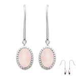Les Tr&eacute;sors De Lily [Q6627] - Boucles Argent 'Cl&eacute;opatra' quartz rose argent&eacute; (rhodi&eacute;) - 10x8 mm