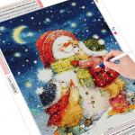 5D viso kvadrato apvalus deimantinis siuvinėjimas Animacinis siuvinėjimas kryželiu Deimantinis pie&scaron;imas Sniego senelio amatų rinkinys Mozaikos žiemos sienos menas Full Round (20X30CM)