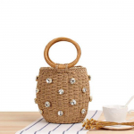 Yogodlns Summer Round Rattan Rankų darbo deimantinis krep&scaron;ys Bohemi&scaron;kas &scaron;iaudinis krep&scaron;ys Kau&scaron;as Mezgimas Pečiai Crossbody Bead Beach Bag Holiday Tote