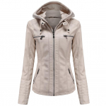 Moteri&scaron;ka dirbtinės odos striukė su nuimamu gobtuvu Motocross Racer Biker Double Zip Slim PU Motociklo trumpas Moto paltas Classic Bomber Vir&scaron;utiniai drabužiai S-4XL M