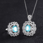 SACE GEMS klasikinis prabangus 10*8cm cirkonio žiedas pakabukas karoliai papuo&scaron;alų rinkiniai vestuvių vakarėlio dovanos
