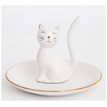 Les Tr&eacute;sors De Lily [A0006] - Porte-bijoux c&eacute;ramique Chats dor&eacute; ivoire - 12x9 cm NA smėlis