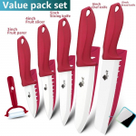 Keraminių peilių rinkinys 3 4 5 6 colių virtuvės peilių rinkinys vaisių ir daržovių pjaustymo cirkonio balto a&scaron;menų virėjo peiliai 34566inch peeler raudona