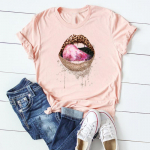 (Azijos dydis)Moteri&scaron;ki spausdinti mar&scaron;kinėliai, leopardo meilės raidžių stiliaus tendencija 90-ųjų trumpomis rankovėmis madingi mar&scaron;kinėliai Drabužiai Laisvalaikio dailios moteri&scaron;kos grafinės spalvos mar&scaron;kinėliai S