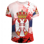 Mados tendencijos Vyri&scaron;ki laisvalaikio mar&scaron;kinėliai Serbijos vėliavos nacionalinis herbas su 3D spaudiniu, dideli, laisvi mar&scaron;kinėliai Harajuku Street Top XL