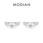 MODIAN 925 Sterling Silver Paprastos &Scaron;irdelės Originalaus dizaino Lanksteliai Auskarai Madingi Karoliukai Užsukamos ausys Moterims Daili papuo&scaron;alai Dovana sidabras