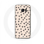 Coque pour Samsung Galaxy S6 edge Fond de texture abstraite coeurs noirs