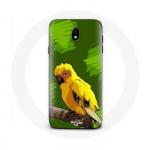 Coque pour samsung galaxy S4 Oiseaux de Perruches jaune Fond Vert