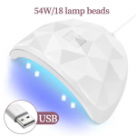 54W LED nagų džiovinimo lempa nagams 18 UV lempučių karoliukų džiovinanti visus gelinius lakus USB įkrovimas profesionali manikiūro įranga USB balta
