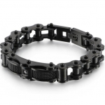 Rokenrolas 12MM 316L nerūdijančio plieno liejamas metalinis dviračio grandinėlė vyri&scaron;kos apyrankės vyrams berniukams dviratininkams papuo&scaron;alai priedai dovanos 22CM juoda