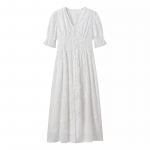 Suknelė su balta spauda su viena krūtine, moteri&scaron;ka Madingos suknelės trumpomis rankovėmis V i&scaron;kirpte Vasaros moteri&scaron;kos atostogos paplūdimio Vestidos