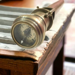 Auk&scaron;čiausios kokybės ruda odinė teleskopinė lazda su teleskopu vyrams, moterims, pagyvenusiems žmonėms. Rankų darbo, antikvarinė